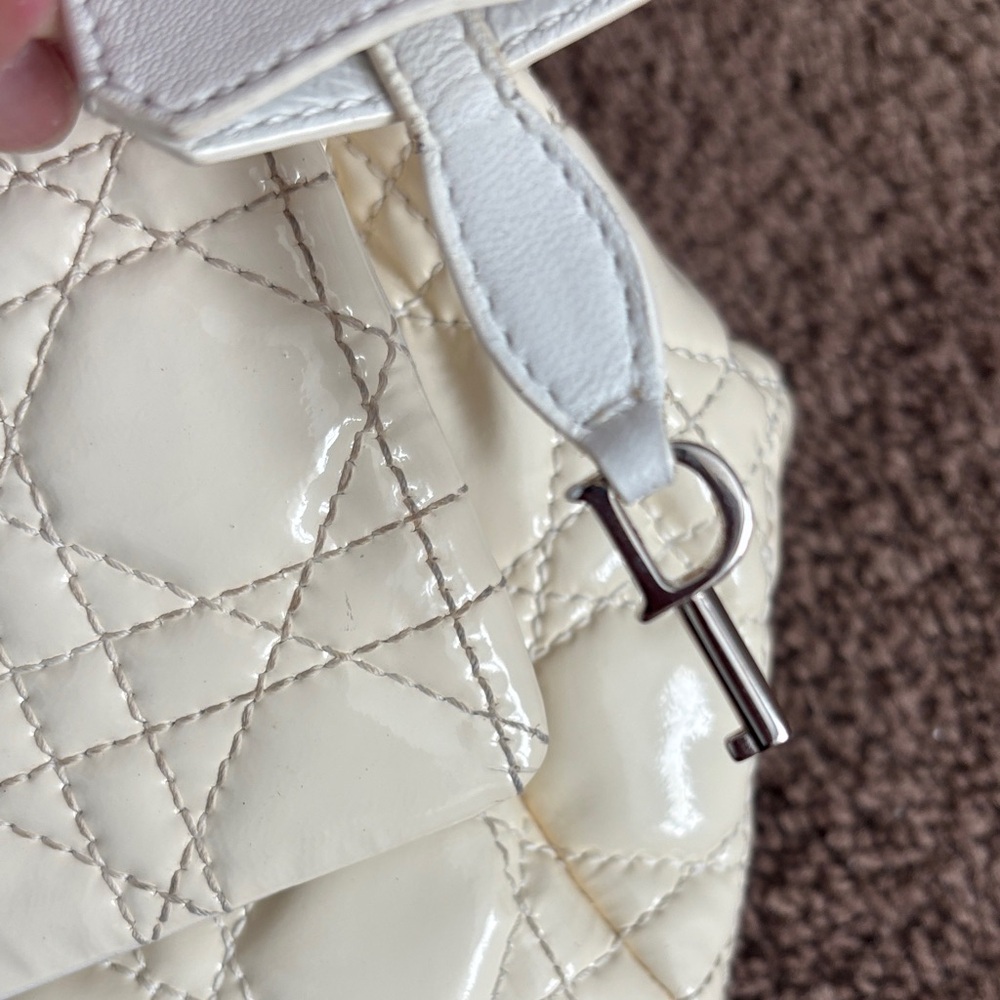 Dior Cream Patent Quilted Shoulder Bag - Picture 5 of 12
